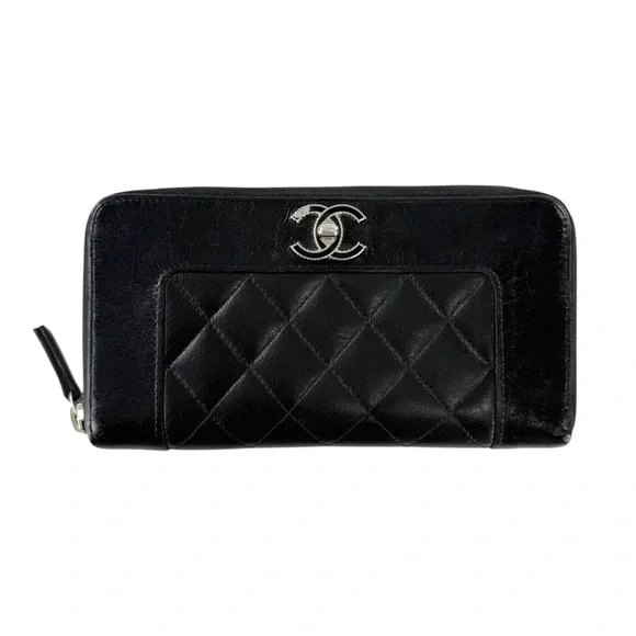CHANEL Authentic Mademoiselle Black Quilted Wallet - Picture 1 of 9